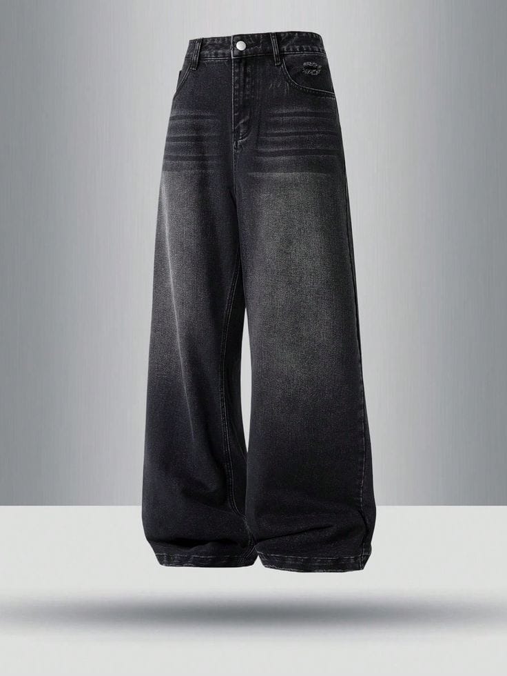 BLACK FADED BAGGY JEANS
