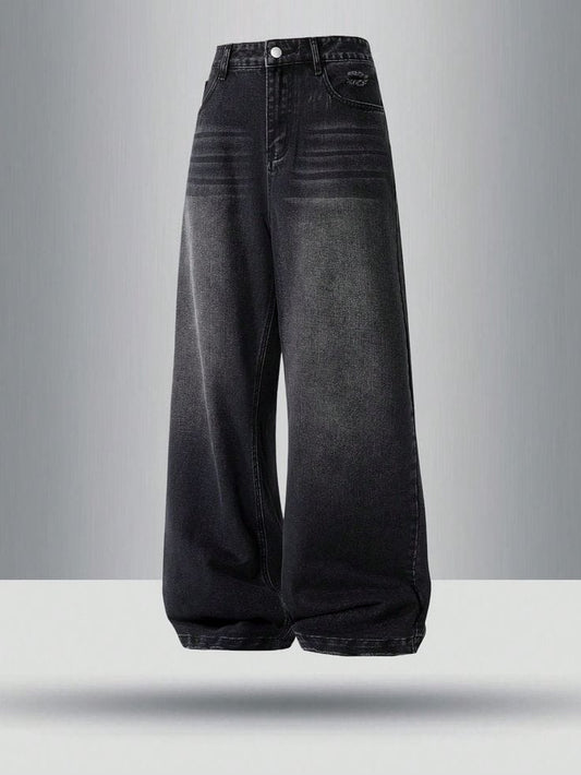 BLACK FADED BAGGY JEANS